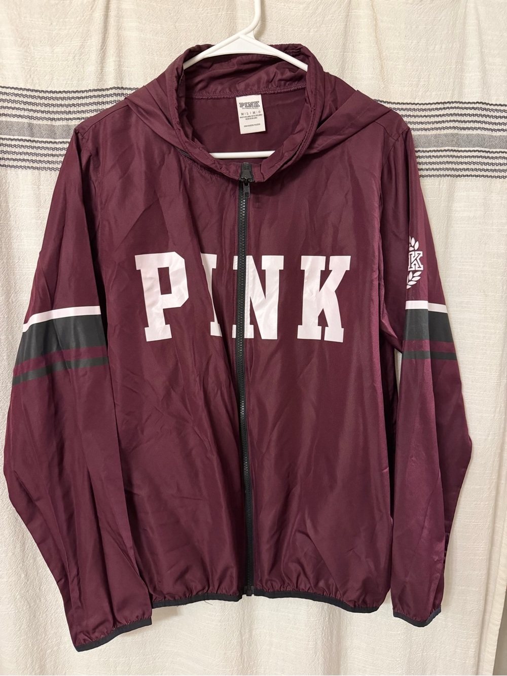PINK Women’s Maroon Zip-Up Windbreaker Jacket